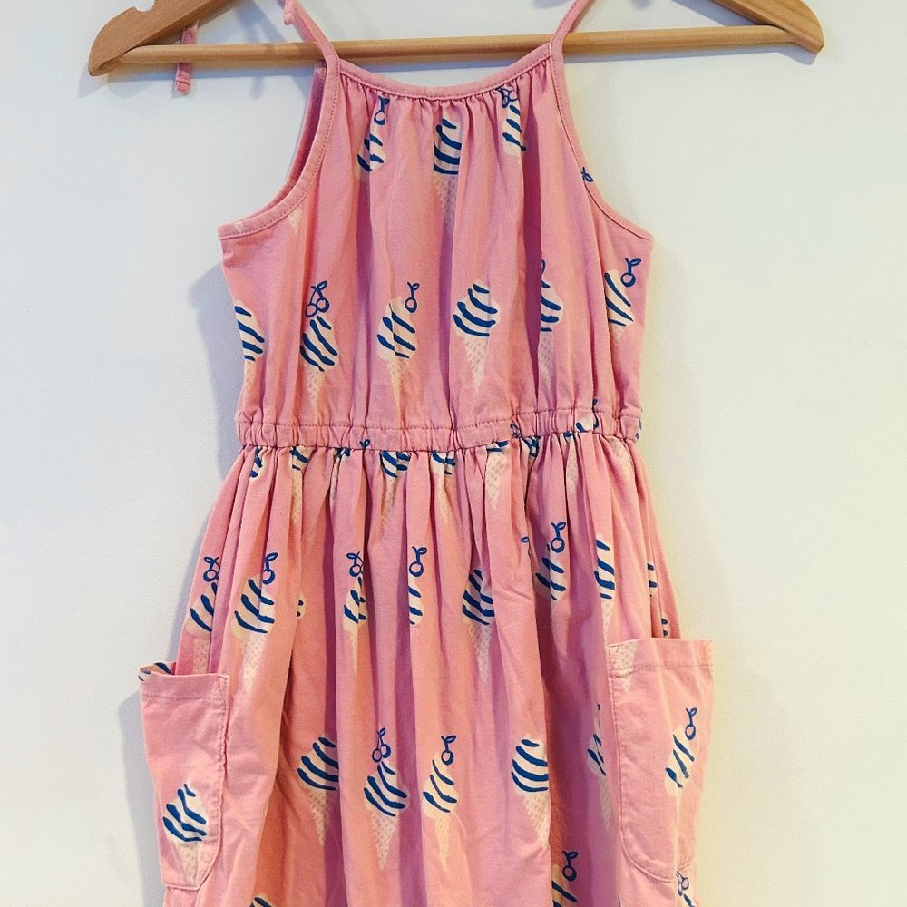 Tea Collection girls size 8 cotton dress. Pink with blue ice cream cone pattern